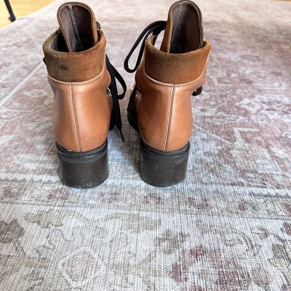 Rare Miista Brown Leather Studded Lace-Up Boots 41 - Picture 6 of 6